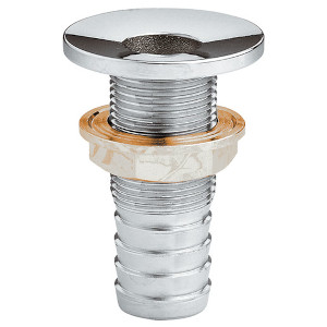 SORTIE DE COQUE TRAVERSANTE CHROMÉE AVEC TÊTE À INCLINAISON INVERSÉE ET QUEUE DE TUYAU